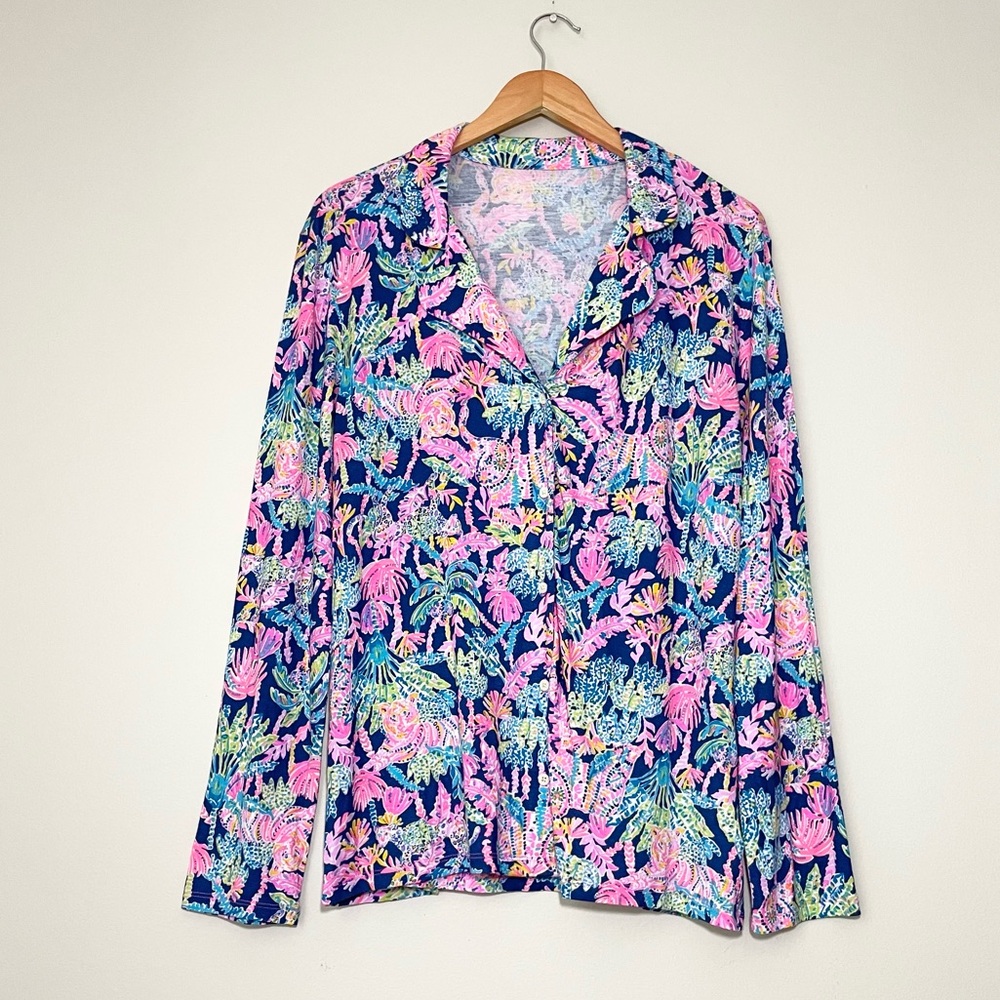 Lilly Pulitzer PJ Knit Long Sleeve Button Down Top